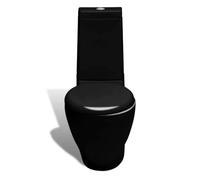 Set WC e bidet nero in ceramica con doppio scarico 3/6 litri, sedile soft-close e cassetta di scarico integrata, dimensioni WC 65 x 40 x 85 cm, bidet 58 x 40 x 40 cm, scarico vicino alla parete