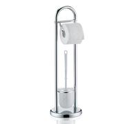 set WC kela con portarotolo e scopino 65 cm, scopino con portarotolo aperto FABIO, metallo lucido
