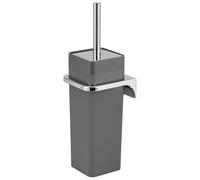 set WC quadrato bremermann SAVONA incl. staffa a muro per l'incollaggio o la foratura & 1 testina di ricambio - in plastica (Grigio)