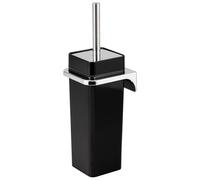 set WC quadrato bremermann SAVONA incl. staffa a muro per l'incollaggio o la foratura & 1 testina di ricambio - in plastica (Nero)