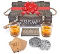 Set Whisky Regalo Uomo - Set Bicchieri da Whisky, Cubetti di Ghiaccio Riutilizzabili Pietre Forma di Palla, Sottobicchieri, Pinza per Ghiaccio, Scatola di Legno da Royal Reserve
