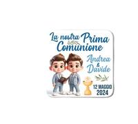 Set x 10 calamite Prima Comunione PERSONALIZZABILI CON NOMI e DATA! Bomboniera fratelli gemelli!