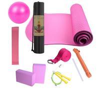 Set yoga | 1200 g Attrezzo da allenamento a casa | 10 in 1 leggero e portatile, set da yoga con tappetino, anche, fasce elastiche, palla grande e tasca a rete per donne e uomini