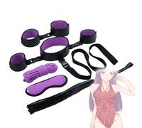 Set yoga in nylon regolabile, collare con bracciale, benda per il gioco di coppia a letto, per rilassare le gambe e le mani (nero e viola)