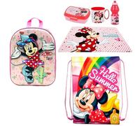 Set Zainetto Scuola Minnie Mouse Led Rosa chiaro Disney Zaino 3D asilo 6pezzi