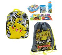 Set Zainetto Scuola Pokemon Pikachu 3D Asilo Porta merenda Borraccia Sacca