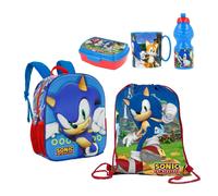 Set Zainetto Scuola Sonic Ok Zaino in 3D asilo 5 pezzi Portamerenda Borraccia
