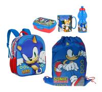 Sonic Ok Zainetto Zaino in 3D set Scuola asilo 5 pezzi Portamerenda Borraccia