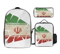 Set Zaino 3 Pezzi L'Iran Bandiera Nazionale Zaini Scolastici Unisex Multifunzionali Per Ragazzi E Ragazze Adolescenti Viaggio