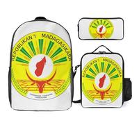 Set Zaino 3 Pezzi Madagascar Emblema Nazionale Zaini Scolastici Unisex Multifunzionali Per Ragazzi E Ragazze Adolescenti Viaggio