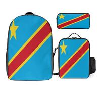 Set Zaino 3 Pezzi Repubblica Democratica Del Congo Bandiera Nazionale Zaini Scolastici Alla Moda Per Ragazze Zaino Casual Con Laptop Per Donne Viaggio