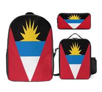 Set Zaino 3 Pezzi Zaino Per Laptop Con Antigua E Barbuda Bandiera Scolastico Borsa Da Viaggio Casual Con Cinghia Sul Petto Per Ragazzi E Ragazze