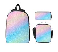 Set zaino arcobaleno glitterato per ragazze e ragazzi con borsa per il pranzo astuccio lucido 3 pezzi borse scolastiche isolate per il pranzo regali per donne uomini