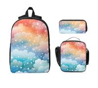 Set zaino arcobaleno nuvola per ragazze ragazzi con borsa per il pranzo astuccio portapenne Galaxy Star 3 pezzi borse scolastiche isolate lunchbox regali per donne uomini