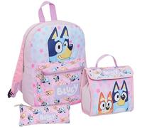 Set Zaino Bluey per ragazze 3 Pezzi Set di Borse Bundle con Zaino, Borsa Pranzo e Astuccio Regalo per il Ritorno a Scuola