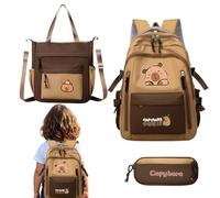 Set Zaino Capybara | Zaino Grande Capybara Bambini Cartoon,Kit Di Cancelleria Forniture Scolastiche Per Borraccia Libri Uso Quotidiano Studenti Adolescenti Compleanno Viaggio