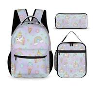 Set zaino con borsa per il pranzo e borsa portaoggetti per libri con simpatici unicorni (23) Scatola Borse cosmetiche