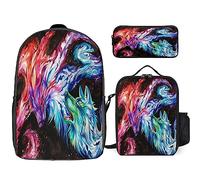 Set zaino mimetico per bambini, 3 pezzi, borsa per la scuola con portapranzo termico e portapenne, Tt-15, Taglia unica, Zaini Daypack