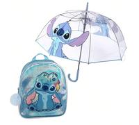 Set Zaino per Bambini Stitch Fantasy + Ombrello Trasparente Antivento Stitch - Apertura Manuale e Grande Resistenza al Vento Il duo perfetto per i piccoli fan dell'universo di Lilo & Stitch.Questo gra