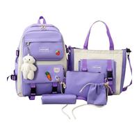Set zaino per la scuola - zaino per la scuola, zaino da viaggio per ragazze, zaino resistente agli urti, borse durevoli, tra cui zaino, astuccio, piccola borsa per riporre le mani, Lilla, vedi