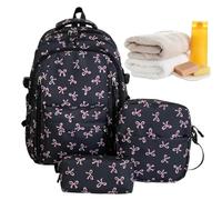 Set Zaino Per Ragazze 3 Pezzi Cartella Estetica E Carina Con, Nero , Se référer au descriptif, Fare riferimento alla descrizione | Zaino con fiocco, da ragazza, per scuola materna, scuola elementare, rientro a scuola, viaggi, campeggio, studio