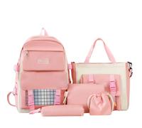 Set zaino per ragazze, 5 pezzi, tra cui borsa per la scuola, borsa per libri, borsa a tracolla, borsa con coulisse e astuccio per studenti delle scuole medie e medie