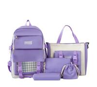 Set zaino per ragazze, 5 pezzi, tra cui borsa per la scuola, borsa per libri, borsa a tracolla, borsa con coulisse e astuccio per studenti delle scuole medie e medie