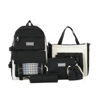 Set zaino per ragazze, 5 pezzi, tra cui borsa per la scuola, borsa per libri, borsa a tracolla, borsa con coulisse e astuccio per studenti delle scuole medie e medie