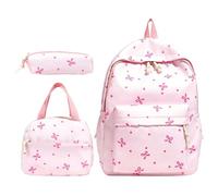 Set zaino per ragazze con design a estetico bookbag con portapranzo | Borsa per computer portatile, per attività all'aperto, sport, università, vacanze, escursioni, campeggio, viaggi