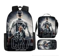 Set zaino per ragazze e ragazzi, borsa scolastica a modello stella del calcio, borsa giornaliera casual(I)