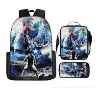 Set zaino per ragazze e ragazzi, borsa scolastica a modello stella del calcio, borsa giornaliera casual(H)