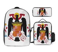 Set Zaino Scolastico Con Franco Spagna Emblema Nazionale Stampata Borsa Pranzo E Astuccio 3 Pezzi Zaini Ragazzi Ragazze Scuola Primaria E Media Resistente All'Acqua Zaino Leggero Viaggio