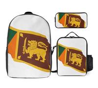 Set Zaino Scolastico Con Sri Lanka Bandiera Nazionale Stampata Borsa Pranzo E Astuccio 3 Pezzi Zaini Ragazzi Ragazze Scuola Primaria E Media Resistente All'Acqua Zaino Leggero Viaggio