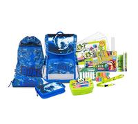 Set zaino scuola JOLLY - Ergonomic Flexi, 46 pezzi, con borsa da ginnastica, penny scuotente e penny a molla, schienale regolabile in altezza con sistema di spinta
