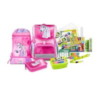 Set zaino scuola JOLLY - Ergonomic Flexi, 46 pezzi, con borsa da ginnastica, penny scuotente e penny a molla, schienale regolabile in altezza con sistema di spinta
