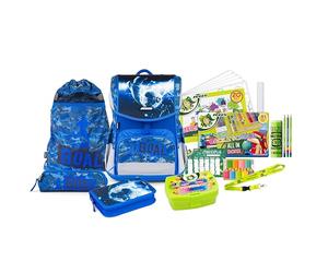 Set zaino scuola JOLLY - Ergonomic Flexi, 46 pezzi, con borsa da ginnastica, penny scuotente e penny a molla, schienale regolabile in altezza con sistema di spinta