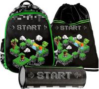 Set zaino scuola MINECRAFT 3 in 1 zaino astuccio portapenne borsa da ginnasti...
