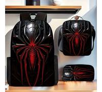 Set Zaino Spider con 3 Pezzi, Incluso Borsa a Tracolla e Astuccio, Adatto per l'Uso Quotidiano a Scuola, Escursioni e Attività all'Aperto. Istruzioni per la cura: Lavare a mano Fascia d'età applicabil