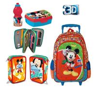 set zaino Trolley 3D Topolino Mickey Mouse Astuccio Triplo set colazione scuola