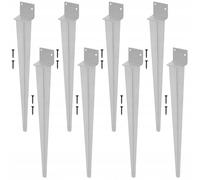 KOTARBAU® 8 Pezzi Supporto per Palo - Acciaio Zincato - 500 mm - Argento - 50 x 60 mm - Supporti per Pali in Legno - Staffe Per Pali In Legno - Supporto Palo Recinzione - Resistente alla Corrosione