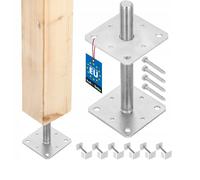 KOTARBAU® 6 pz. Fissaggio Pali Legno - Supporti Regolabili Pavimento - 110 x 110 x 250 mm - M24 - Supporto per Pali in Legno - Acciaio Zincato - Argento - Supporto Palo lLgno - Montaggio Facile