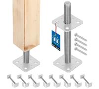 KOTARBAU® 8 pz. Fissaggio Pali Legno - Supporti Regolabili Pavimento - 80 x 80 x 250 mm - M24 - Supporto per Pali in Legno - Acciaio Zincato - Argento - Supporto Palo lLgno - Montaggio Facile