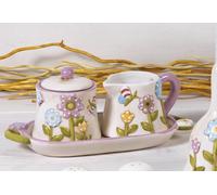 Set Zuccheriera/Lattiera con vassioio Collezione SpringTime di Mandorle by Paben