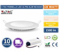 V-TAC VT-1807 Pannello LED Rotondo 18W SMD da incasso con Driver bianco caldo - SKU 4860