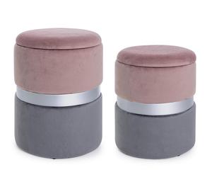 Set2 Pouf Cont.Polina Rosa-Grigio