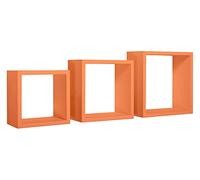 SET 3 CUBI MENSOLE PARETE ARANCIO SCAFFALE SALOTTO SOGGIORNO CAMERA INCUBO
