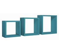 SET 3 CUBI MENSOLE PARETE BLU SCAFFALE SALOTTO SOGGIORNO CAMERA INCUBO