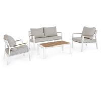 Set4 Salotto Alluminio Ernst Giardino Esterno Bianco Divano Tavolino Poltrone