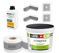 SET57 - Set di guarnizioni per doccia bagno impermeabilizzante, rivestimento impermeabile, 8 kg, pellicola liquida da da 2 l, 2 angoli interni, 2 manicotti da parete, nastro sigillante da 5 m