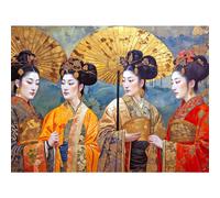 Seta e Splendore: un Puzzle Panorama Imperiale - Puzzle da 1000 pezzi per adulti con tema la dinastia Tang | Mix di olio e acquerello testurizzat